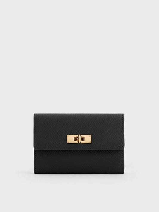 CHARLES & KEITH Trending / Tricha Turn-Lock Wallet - Black