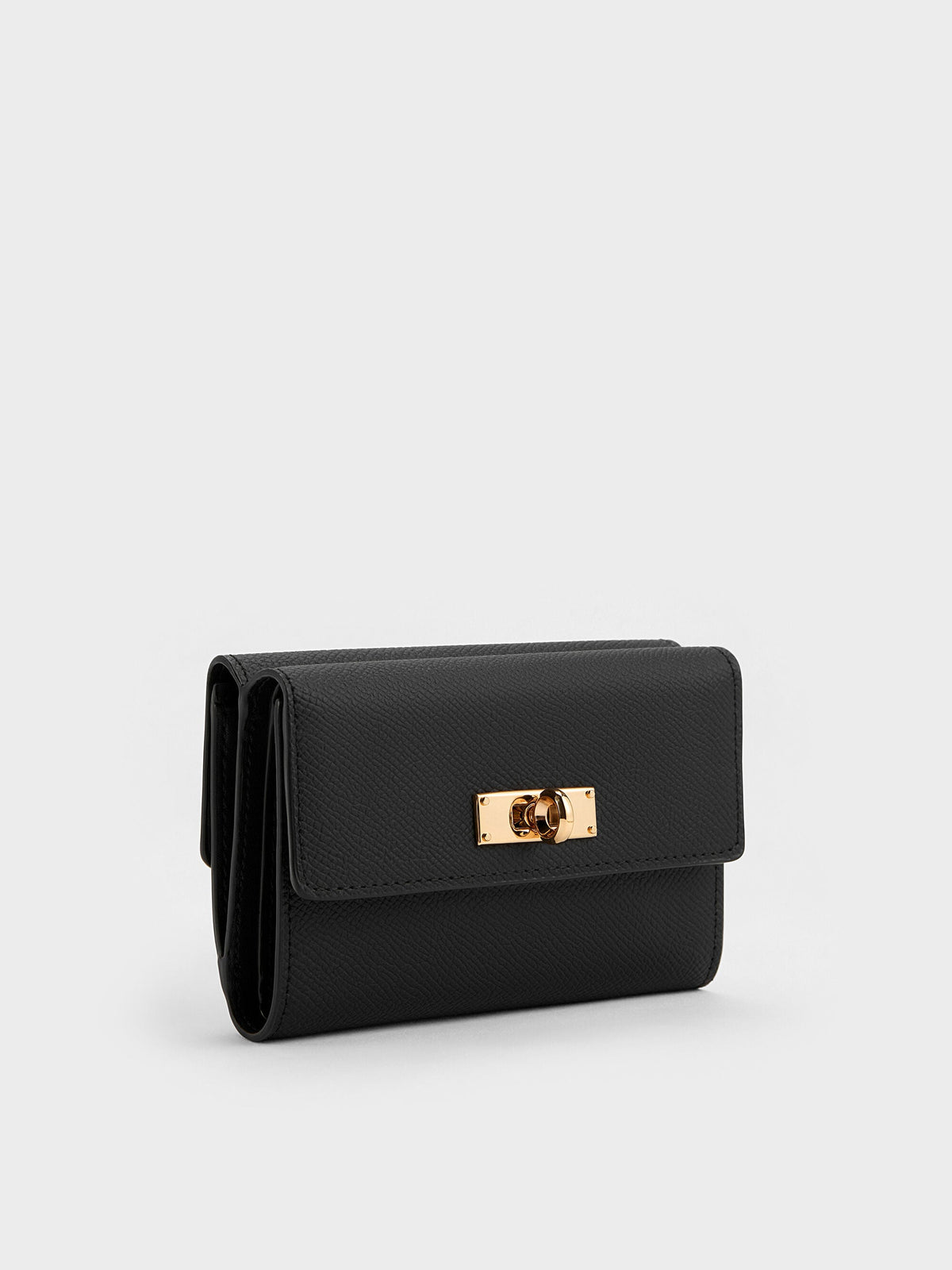 CHARLES & KEITH Trending / Tricha Turn-Lock Wallet - Black