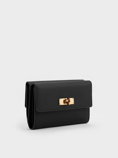 CHARLES & KEITH Trending / Tricha Turn-Lock Wallet - Black