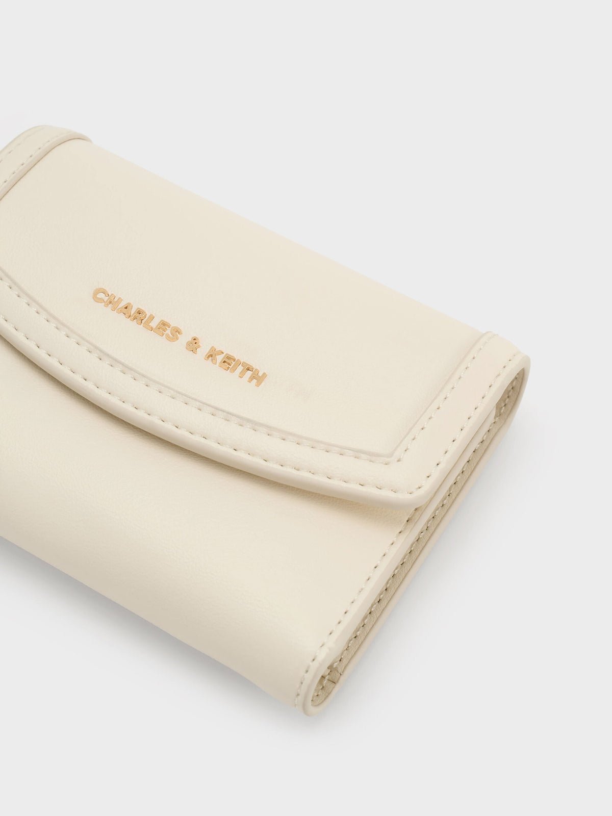 CHARLES & KEITH Premium / Haylen Front-Flap Small Wallet - Cream
