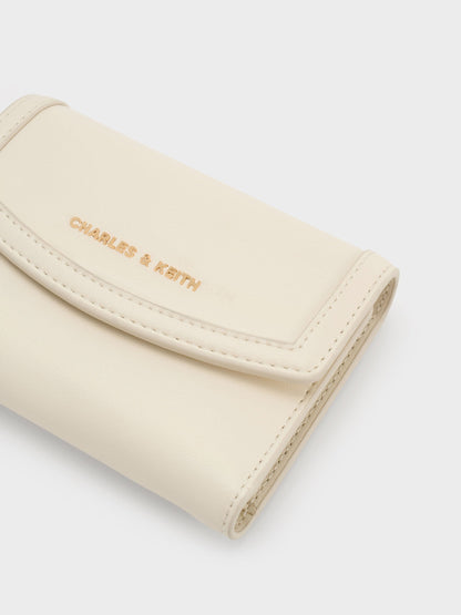 CHARLES & KEITH Premium / Haylen Front-Flap Small Wallet - Cream