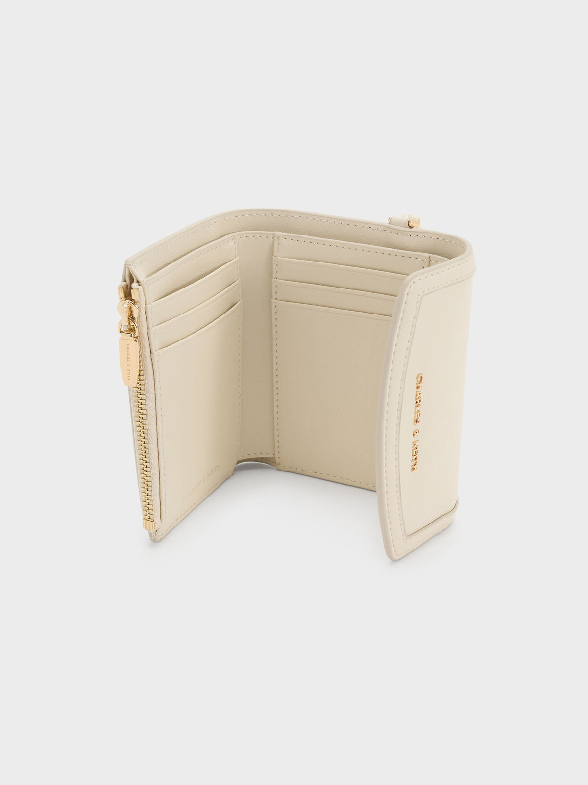 CHARLES & KEITH Premium / Haylen Front-Flap Small Wallet - Cream