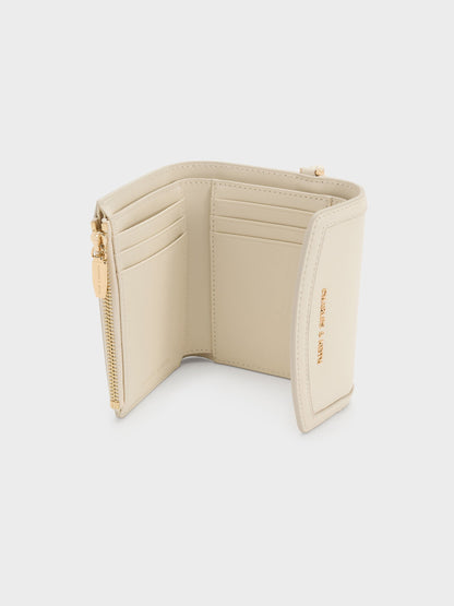 CHARLES & KEITH Premium / Haylen Front-Flap Small Wallet - Cream
