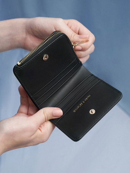 CHARLES & KEITH Best Seller / Keely Top Zip Small Wallet - Black