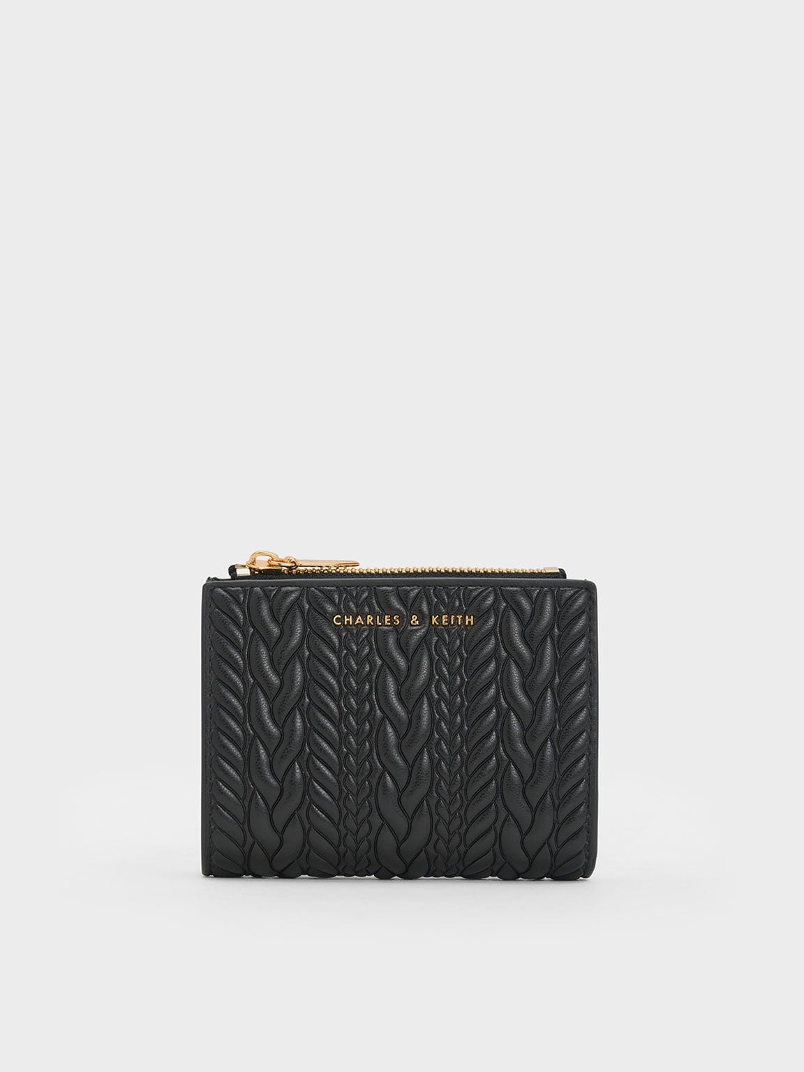 CHARLES & KEITH Featured / Apolline Textured Top-Zip Wallet - Black
