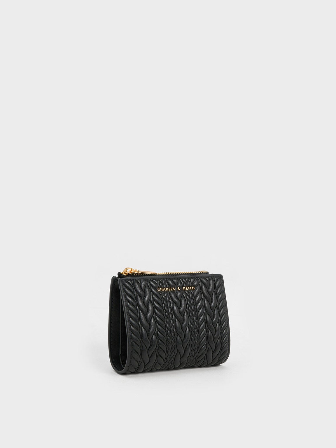 CHARLES & KEITH Featured / Apolline Textured Top-Zip Wallet - Black