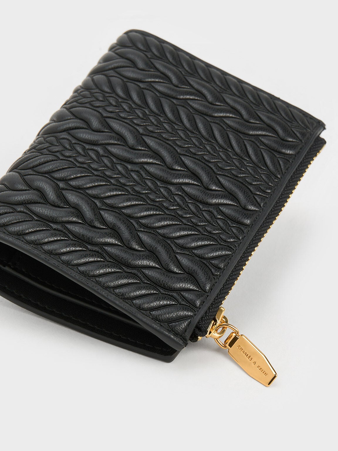 CHARLES & KEITH Featured / Apolline Textured Top-Zip Wallet - Black
