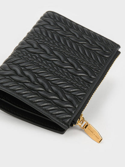 CHARLES & KEITH Featured / Apolline Textured Top-Zip Wallet - Black
