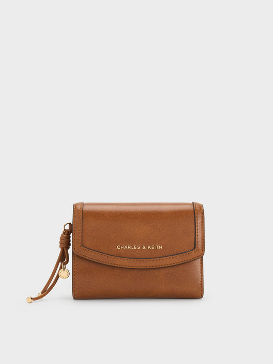 CHARLES & KEITH Everyday / Haylen Front-Flap Small Wallet - Distressed Tan