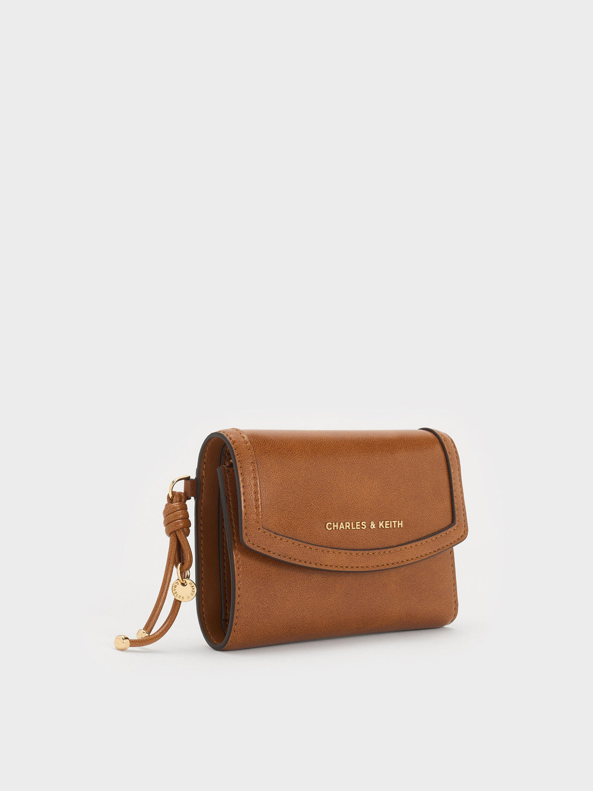 CHARLES & KEITH Everyday / Haylen Front-Flap Small Wallet - Distressed Tan