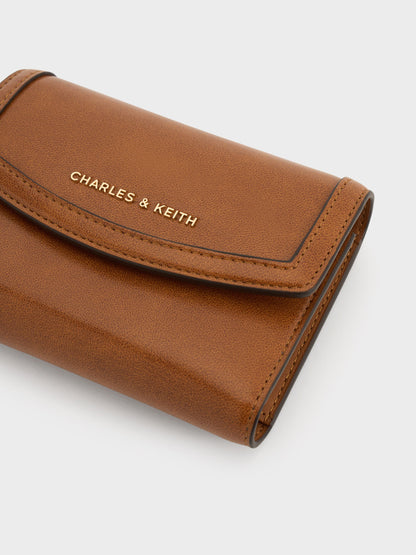 CHARLES & KEITH Everyday / Haylen Front-Flap Small Wallet - Distressed Tan