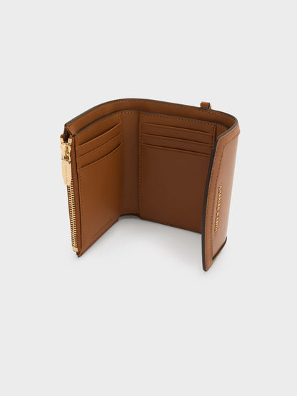 CHARLES & KEITH Everyday / Haylen Front-Flap Small Wallet - Distressed Tan