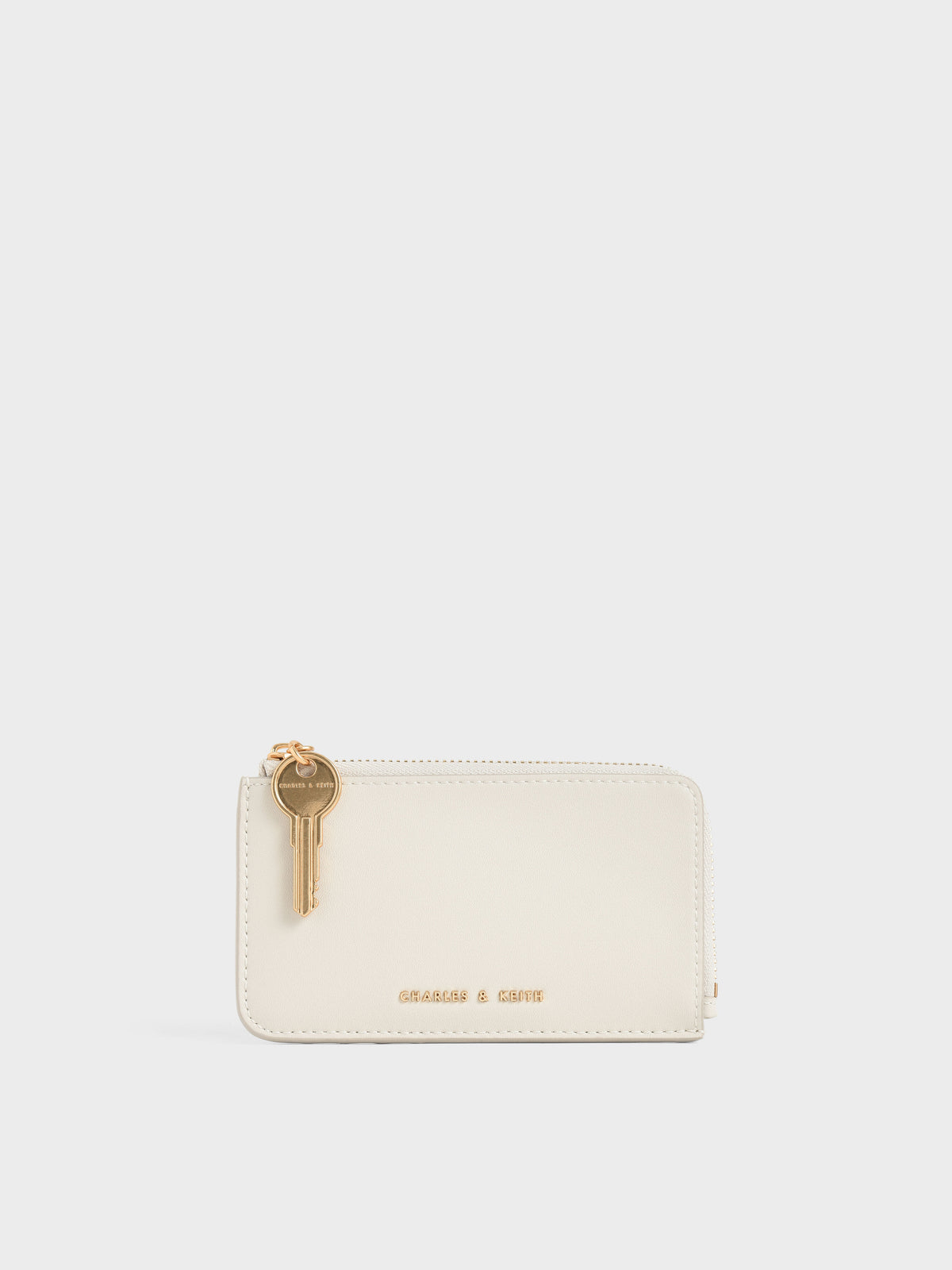 CHARLES & KEITH Essential / Lane Key Zip-Around Wallet - Cream