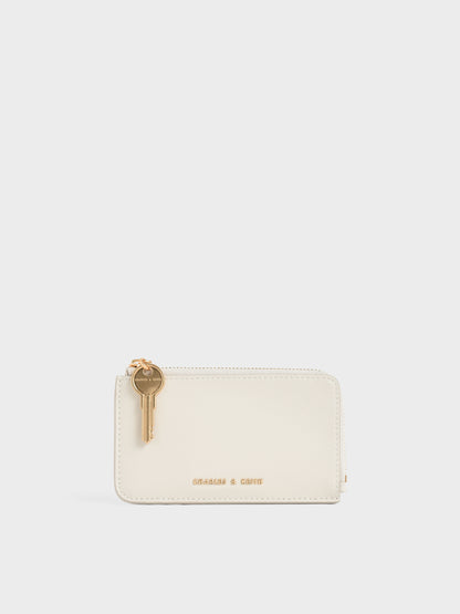 CHARLES & KEITH Essential / Lane Key Zip-Around Wallet - Cream