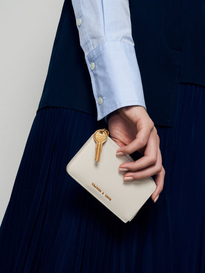 CHARLES & KEITH Essential / Lane Key Zip-Around Wallet - Cream