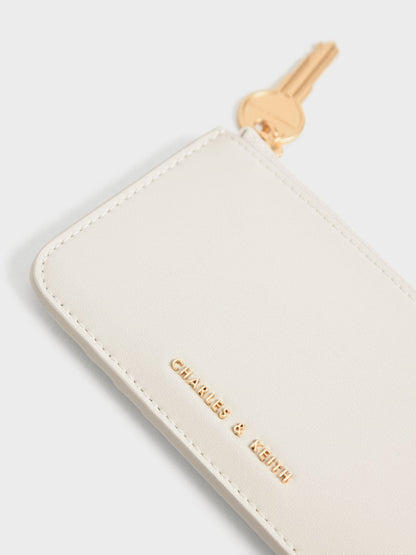 CHARLES & KEITH Essential / Lane Key Zip-Around Wallet - Cream
