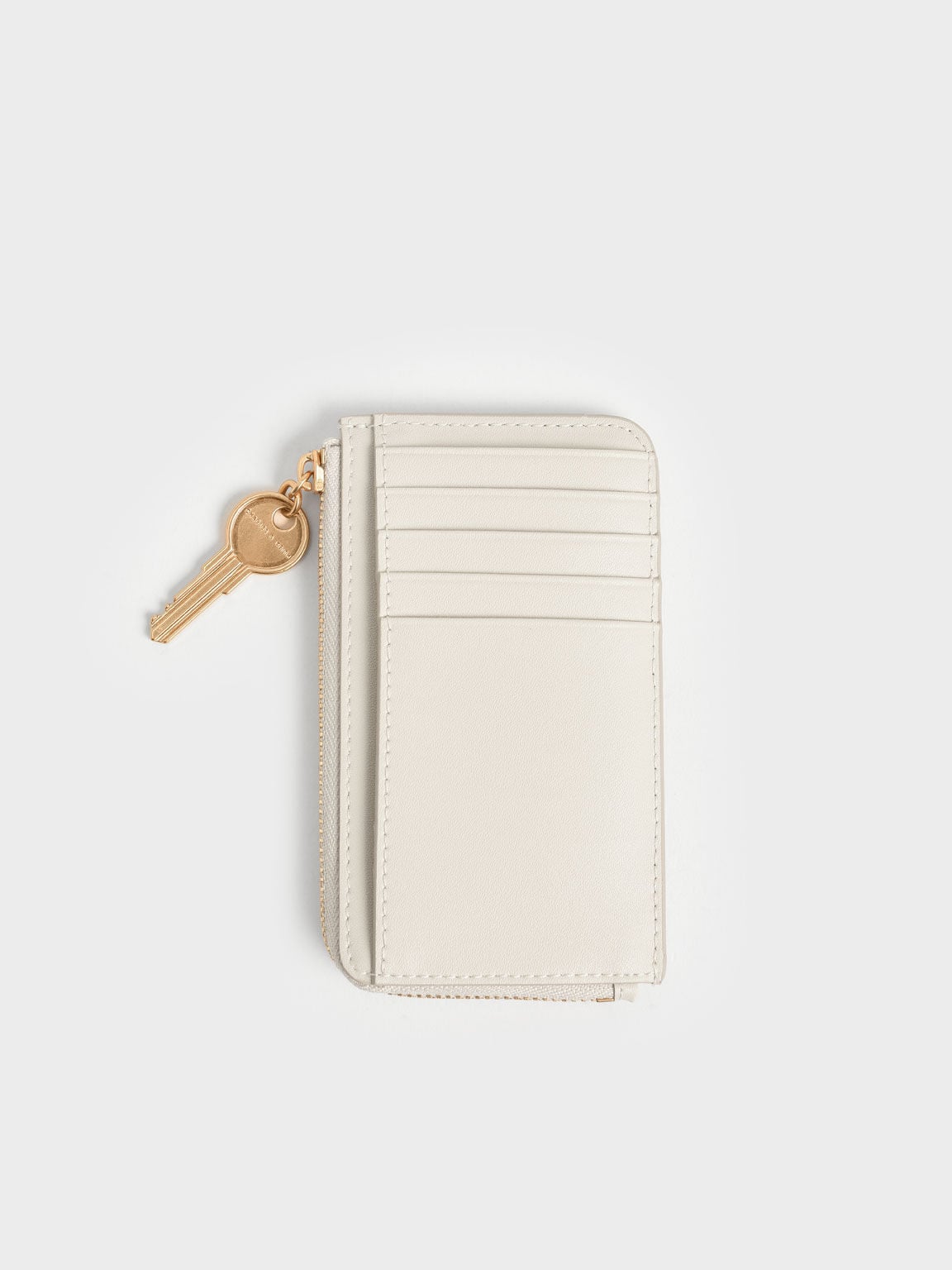 CHARLES & KEITH Essential / Lane Key Zip-Around Wallet - Cream