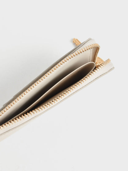 CHARLES & KEITH Essential / Lane Key Zip-Around Wallet - Cream