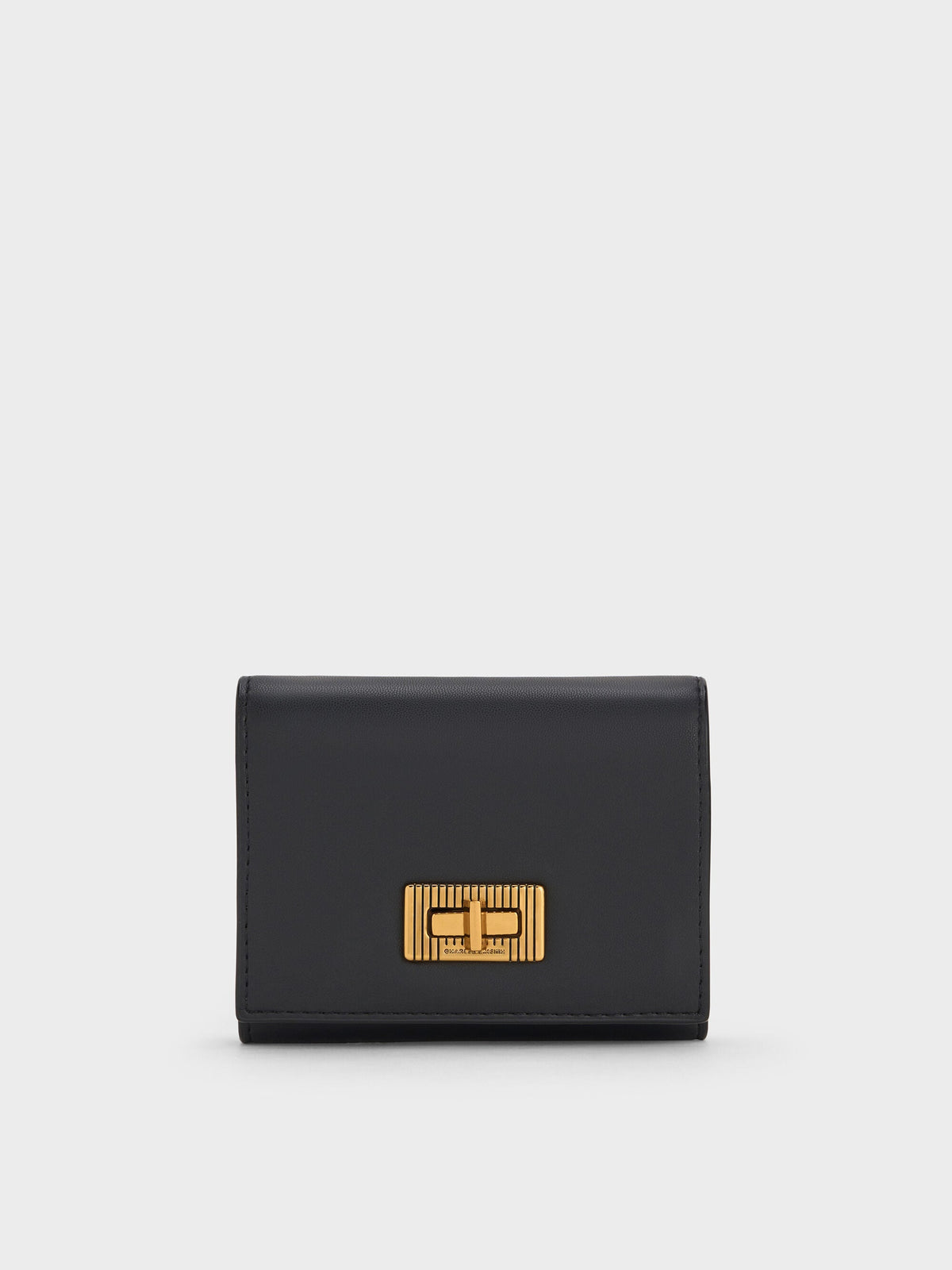 CHARLES & KEITH Premium / Edna Turn-Lock Knotted-Strap Wallet - Black