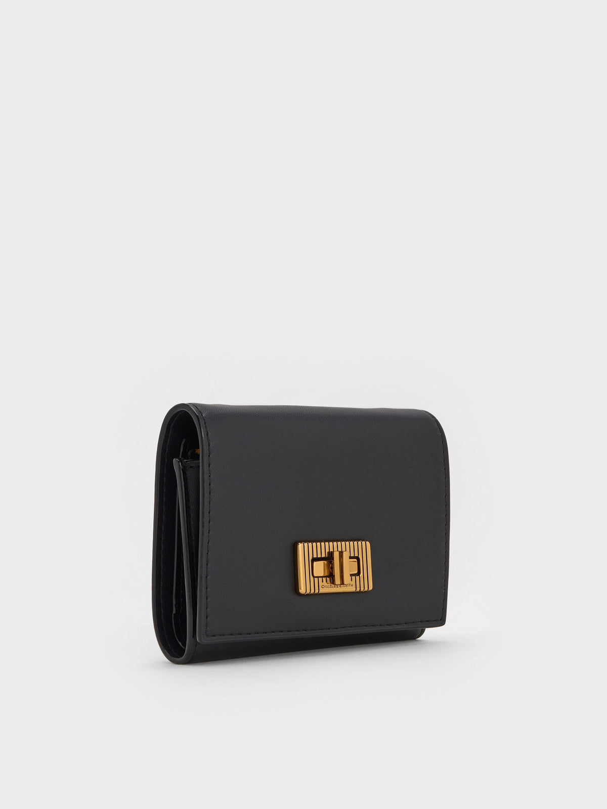 CHARLES & KEITH Premium / Edna Turn-Lock Knotted-Strap Wallet - Black
