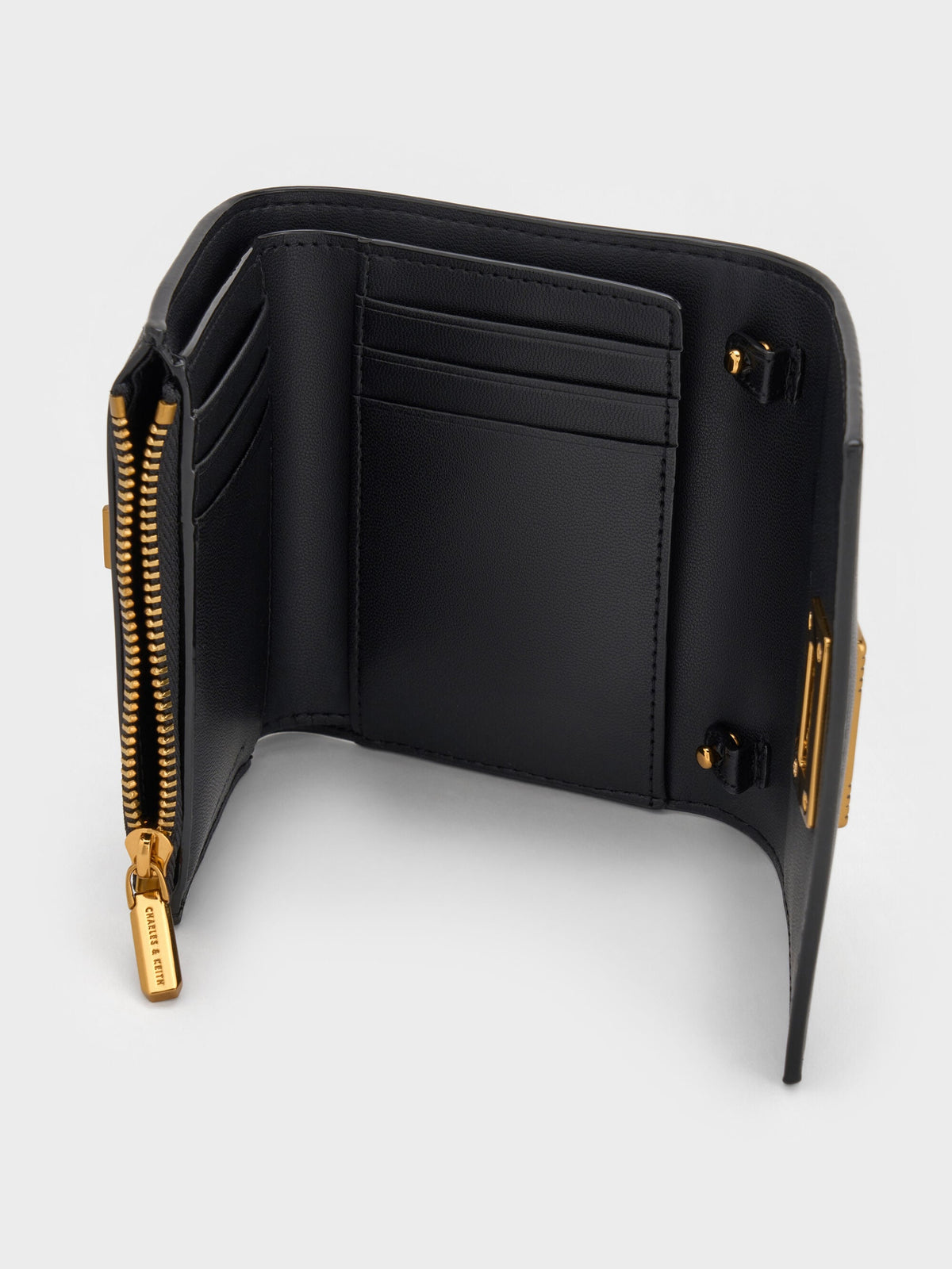 CHARLES & KEITH Premium / Edna Turn-Lock Knotted-Strap Wallet - Black