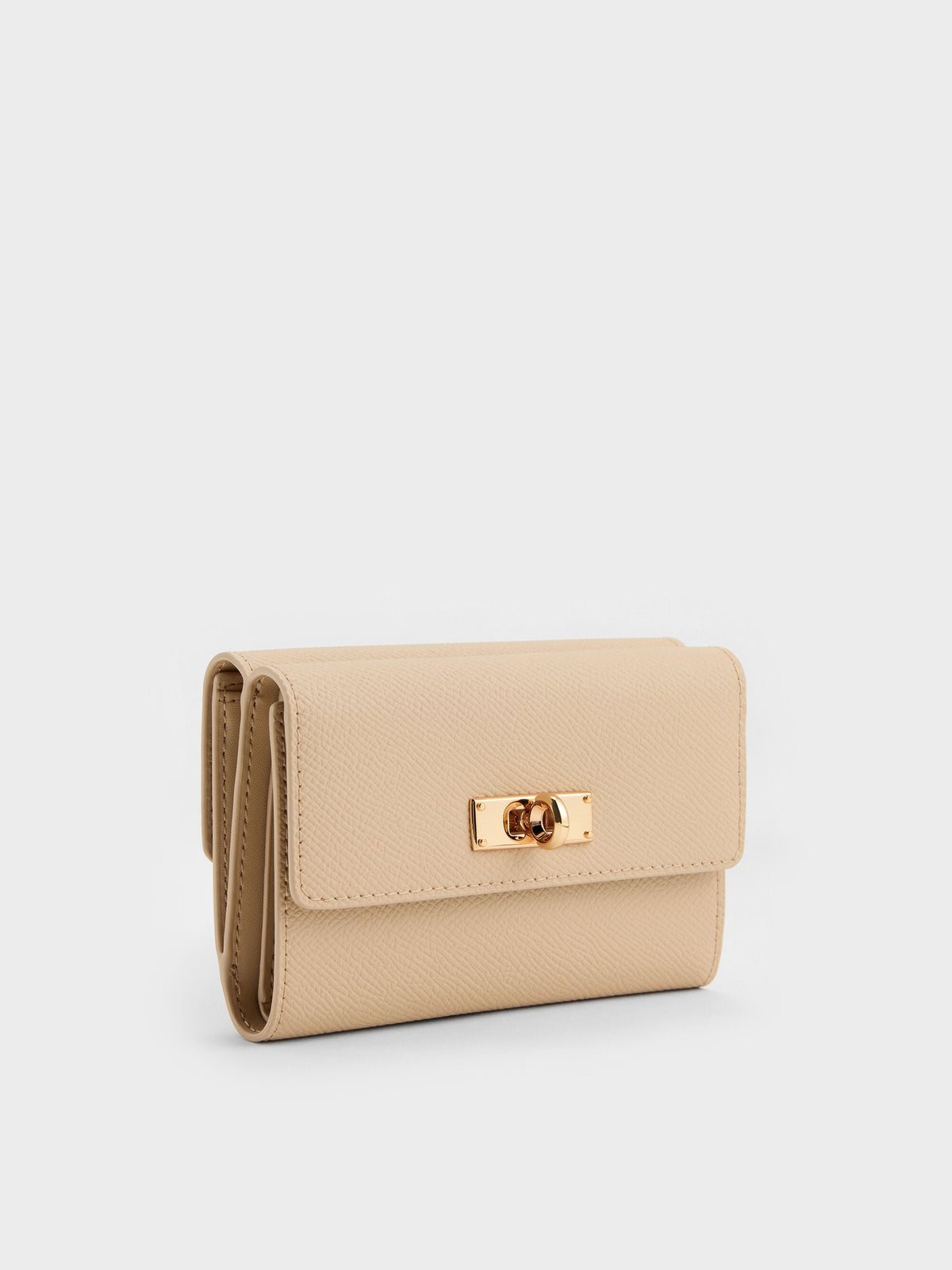 CHARLES & KEITH Exclusive / Tricha Turn-Lock Wallet - Sand Beige