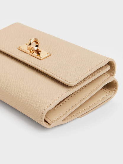 CHARLES & KEITH Exclusive / Tricha Turn-Lock Wallet - Sand Beige