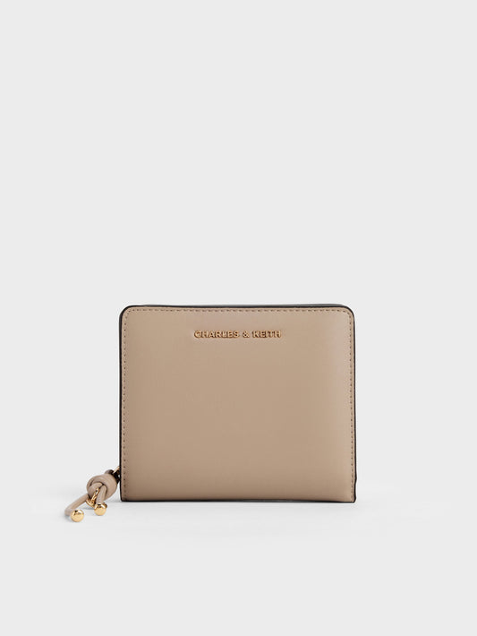 CHARLES & KEITH Premium / Everleigh Zip-Around Small Wallet - Taupe