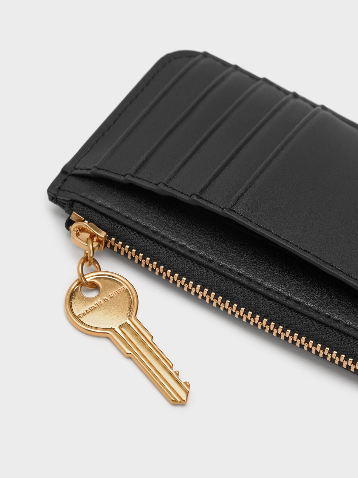 CHARLES & KEITH Quality / Lane Key Zip-Around Wallet - Black
