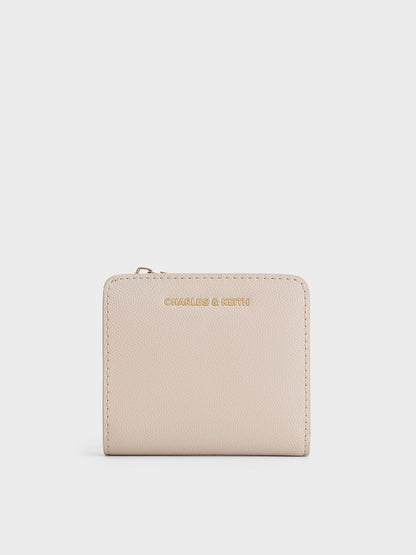 CHARLES & KEITH Essential / Keely Top Zip Small Wallet - Oat