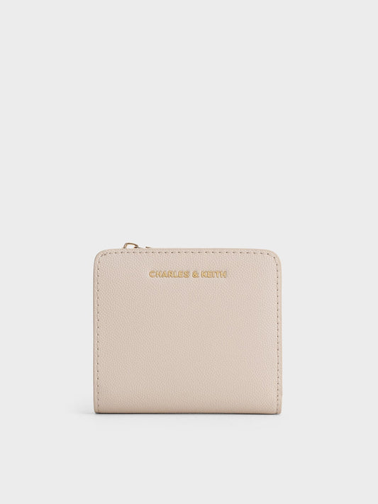 CHARLES & KEITH Essential / Keely Top Zip Small Wallet - Oat
