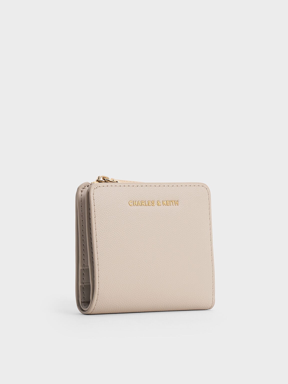 CHARLES & KEITH Essential / Keely Top Zip Small Wallet - Oat