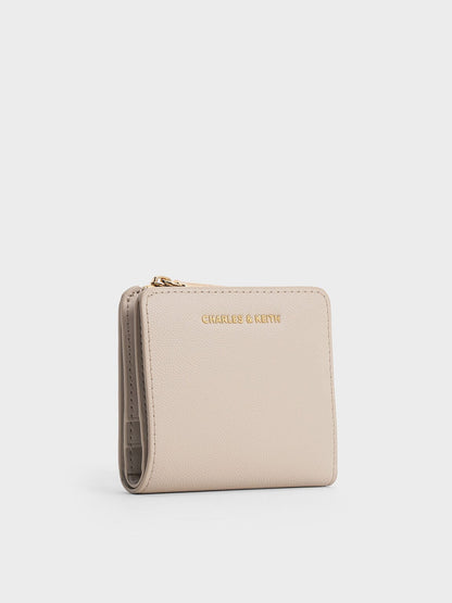 CHARLES & KEITH Essential / Keely Top Zip Small Wallet - Oat