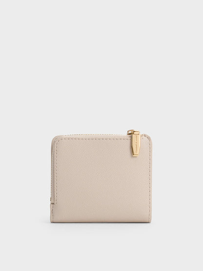 CHARLES & KEITH Essential / Keely Top Zip Small Wallet - Oat