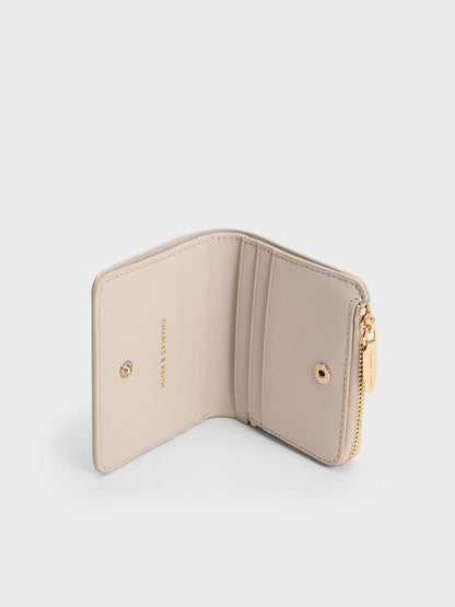 CHARLES & KEITH Essential / Keely Top Zip Small Wallet - Oat