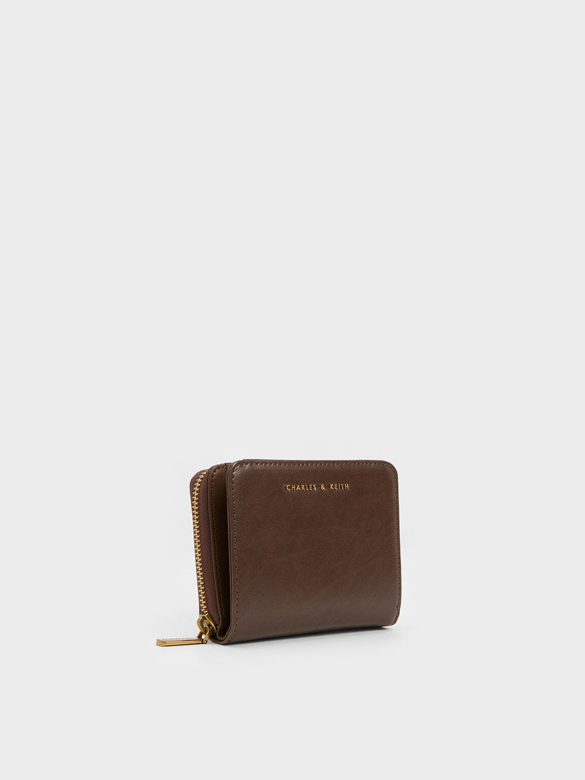 CHARLES & KEITH Best Seller / Finley Zip-Around Small Wallet - Dark Brown
