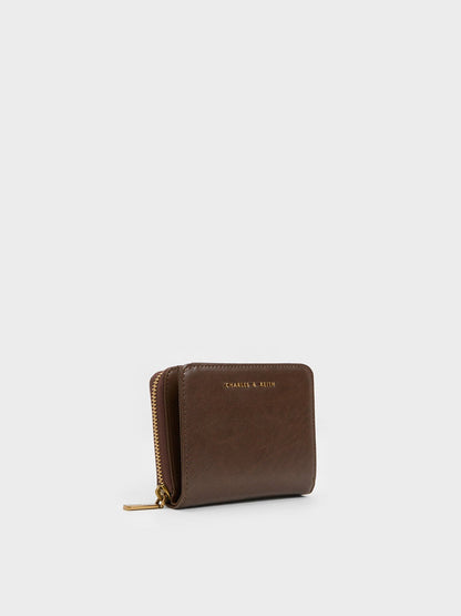 CHARLES & KEITH Best Seller / Finley Zip-Around Small Wallet - Dark Brown