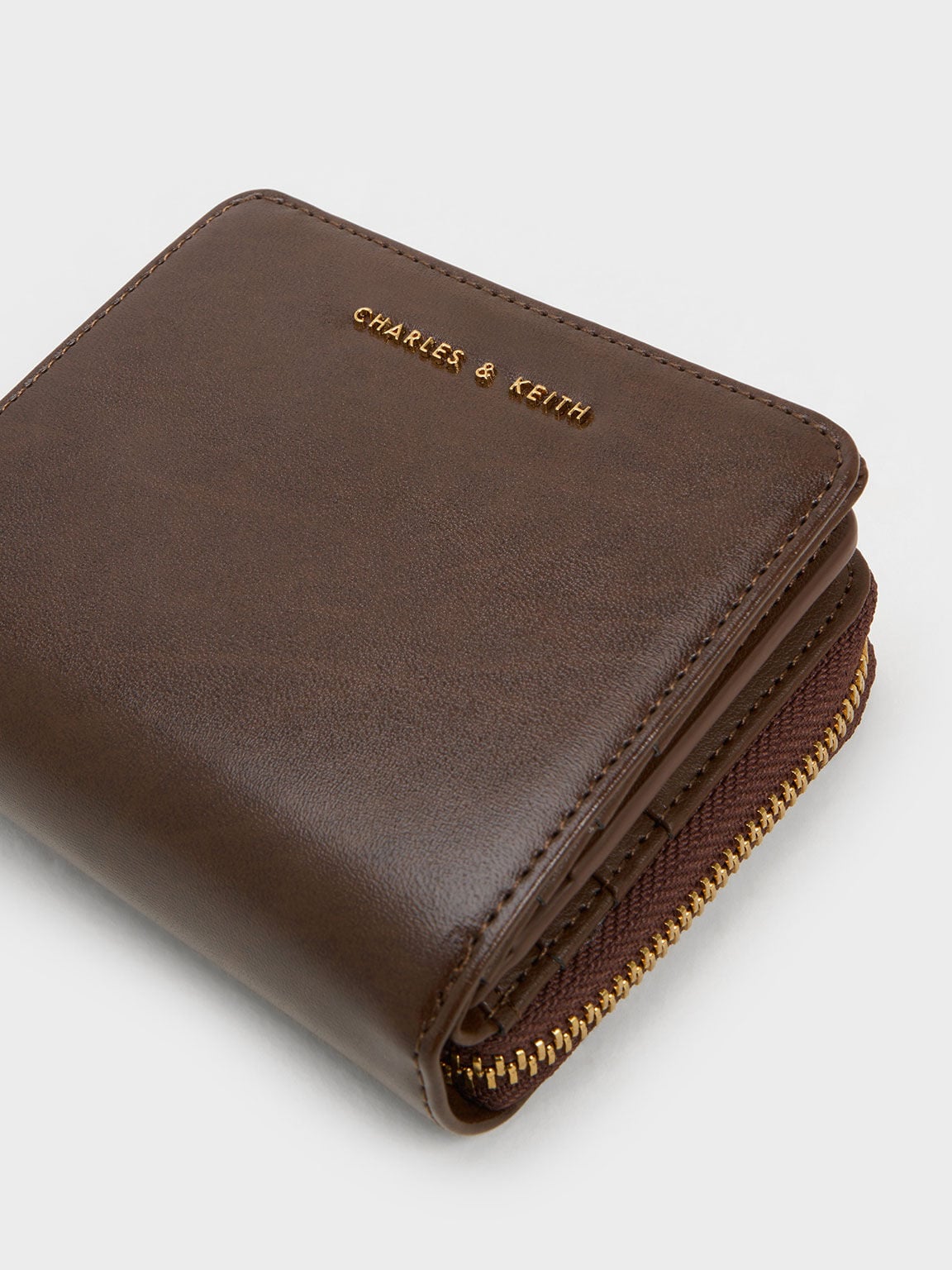 CHARLES & KEITH Best Seller / Finley Zip-Around Small Wallet - Dark Brown