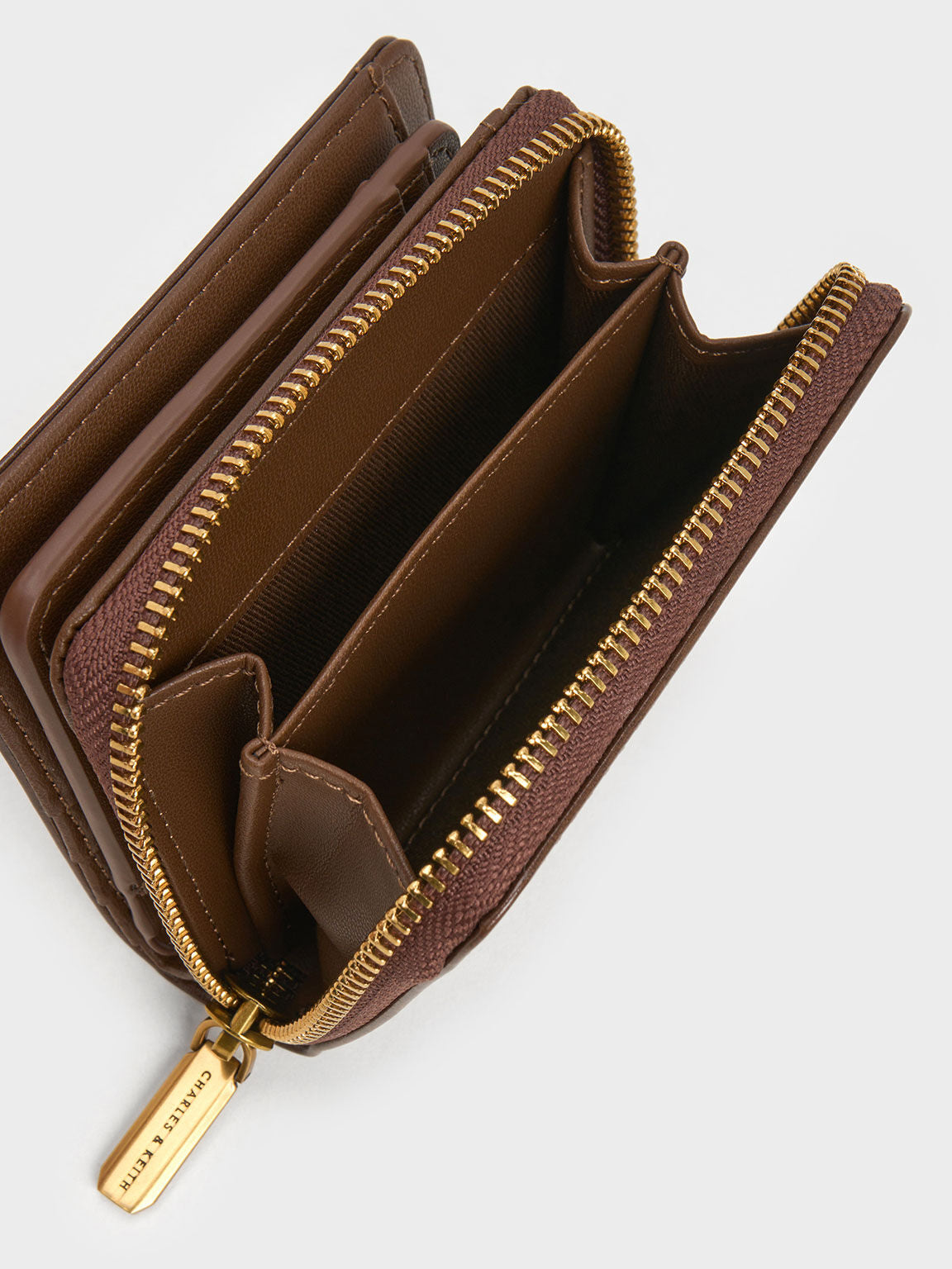 CHARLES & KEITH Best Seller / Finley Zip-Around Small Wallet - Dark Brown