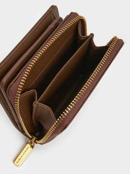 CHARLES & KEITH Best Seller / Finley Zip-Around Small Wallet - Dark Brown