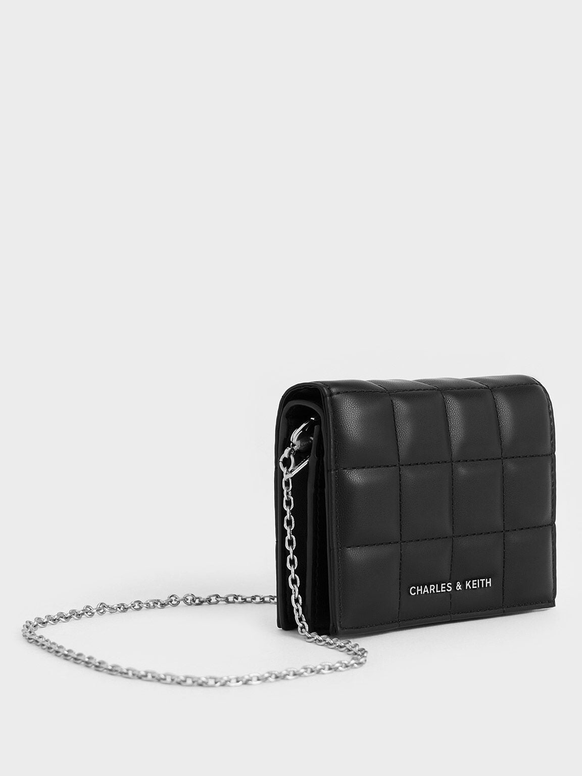 CHARLES & KEITH Value / Cassia Quilted Wallet On Chain - Noir