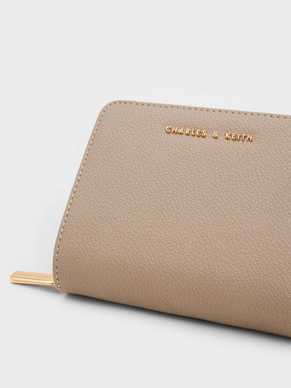 CHARLES & KEITH Best Seller / Finley Zip-Around Small Wallet - Taupe