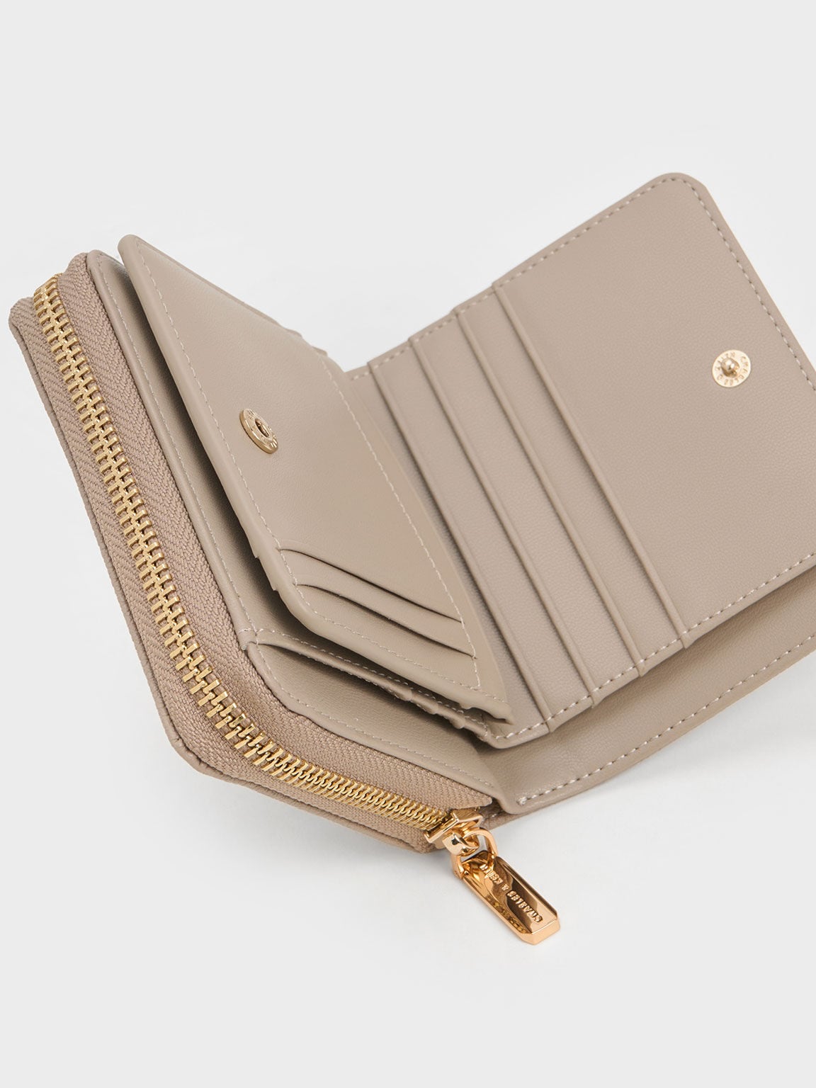 CHARLES & KEITH Best Seller / Finley Zip-Around Small Wallet - Taupe