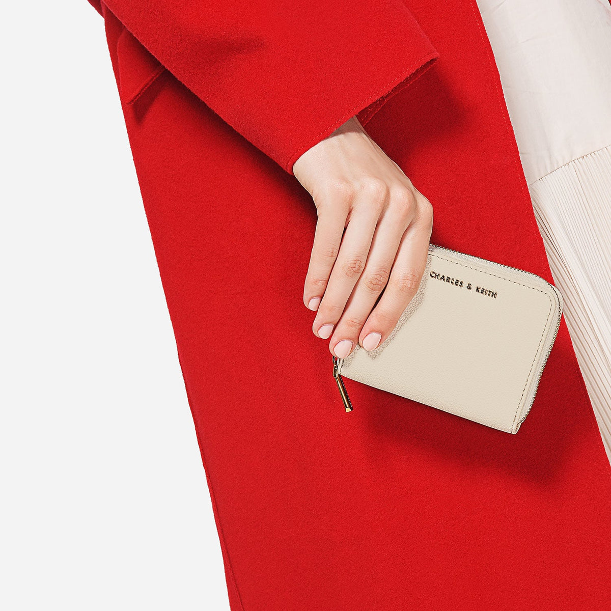 CHARLES & KEITH Popular / Basic Square Wallet - Ivory