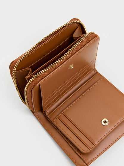 CHARLES & KEITH Value / Finley Zip-Around Small Wallet - Distressed Tan