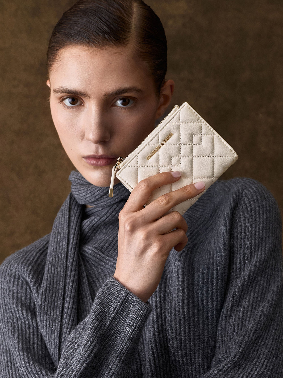 CHARLES & KEITH Best Price / Duo Quilted Small Wallet - Cream
