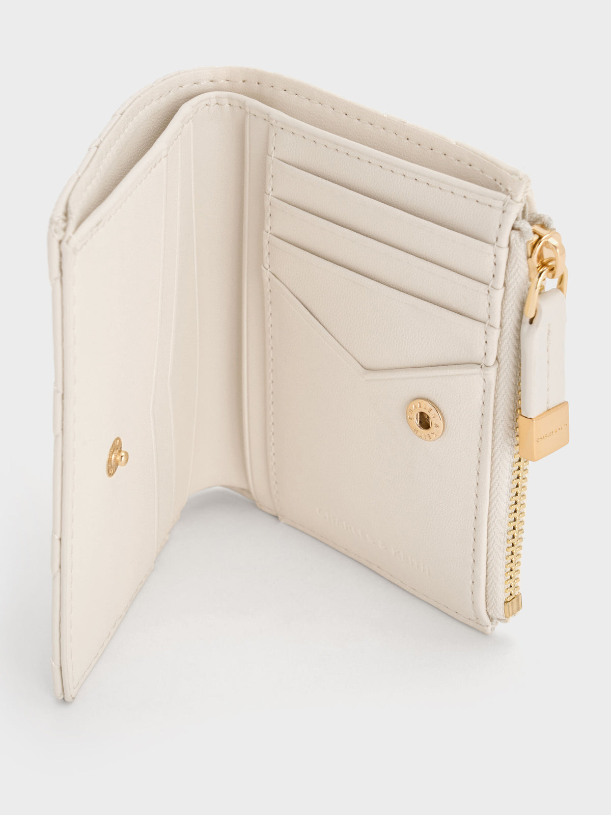 CHARLES & KEITH Best Price / Duo Quilted Small Wallet - Cream