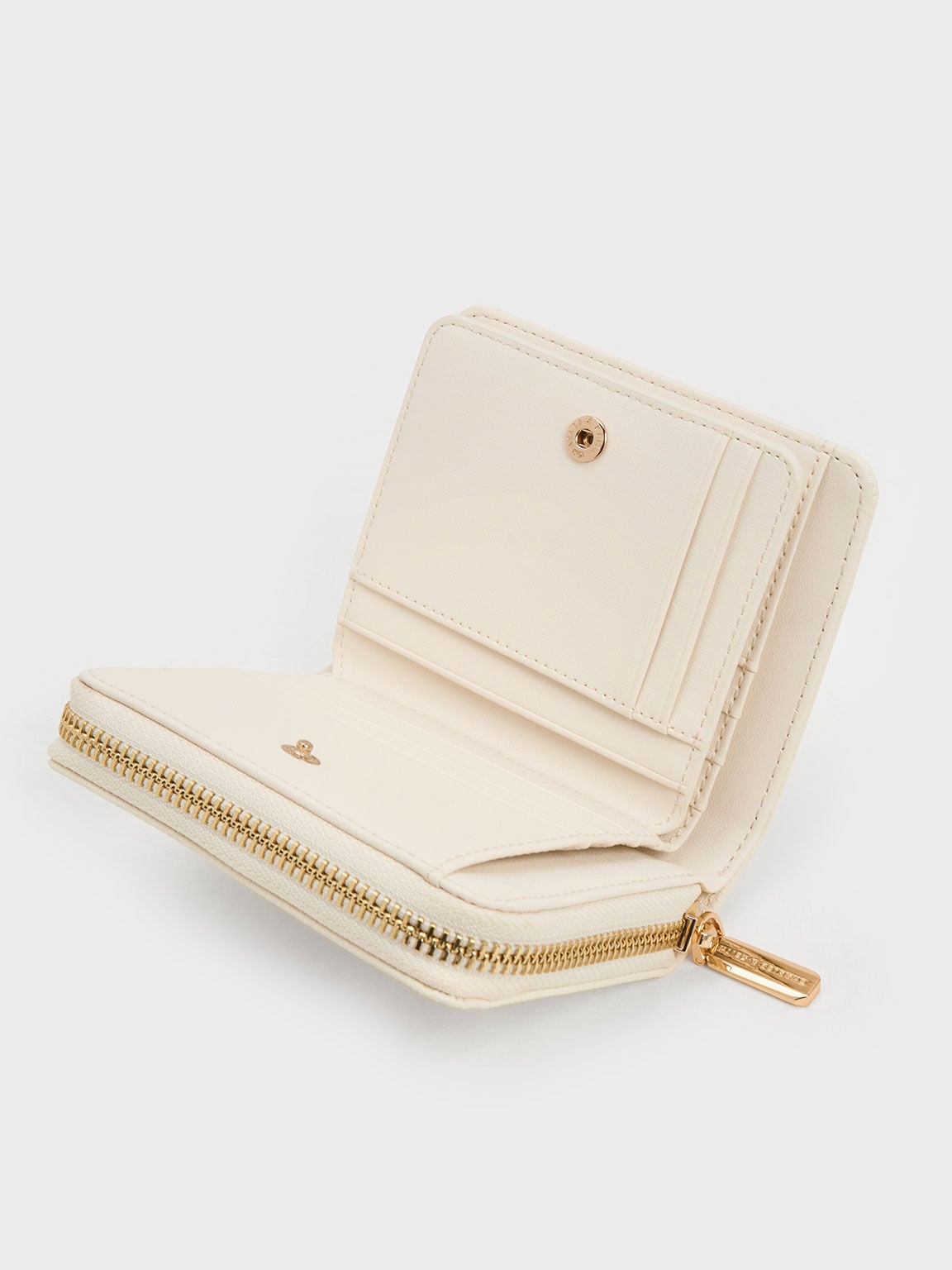 CHARLES & KEITH Best Seller / Finley Zip-Around Small Wallet - Cream