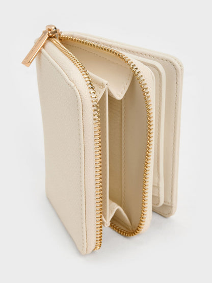 CHARLES & KEITH Best Seller / Finley Zip-Around Small Wallet - Cream