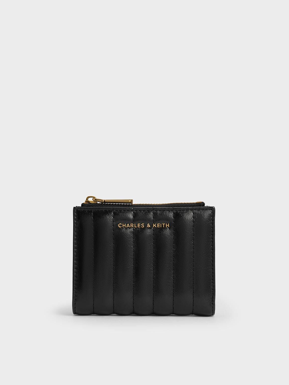 CHARLES & KEITH Smart Buy / Donna Panelled Top-Zip Wallet - Black